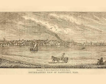 Nantucket Southeastern View, Massachusetts 1839 - (Note Cards) John Warner Barber Landscape View - Set of 10 Note Cards