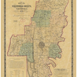 Whitfield County 1879 Old Map Georgia -  Old Wall Map  With Homeowner names   Reprint