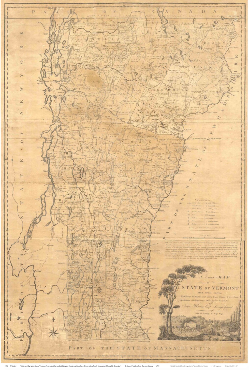 Vermont 1796 State Map James Whitelaw Reprint Etsy