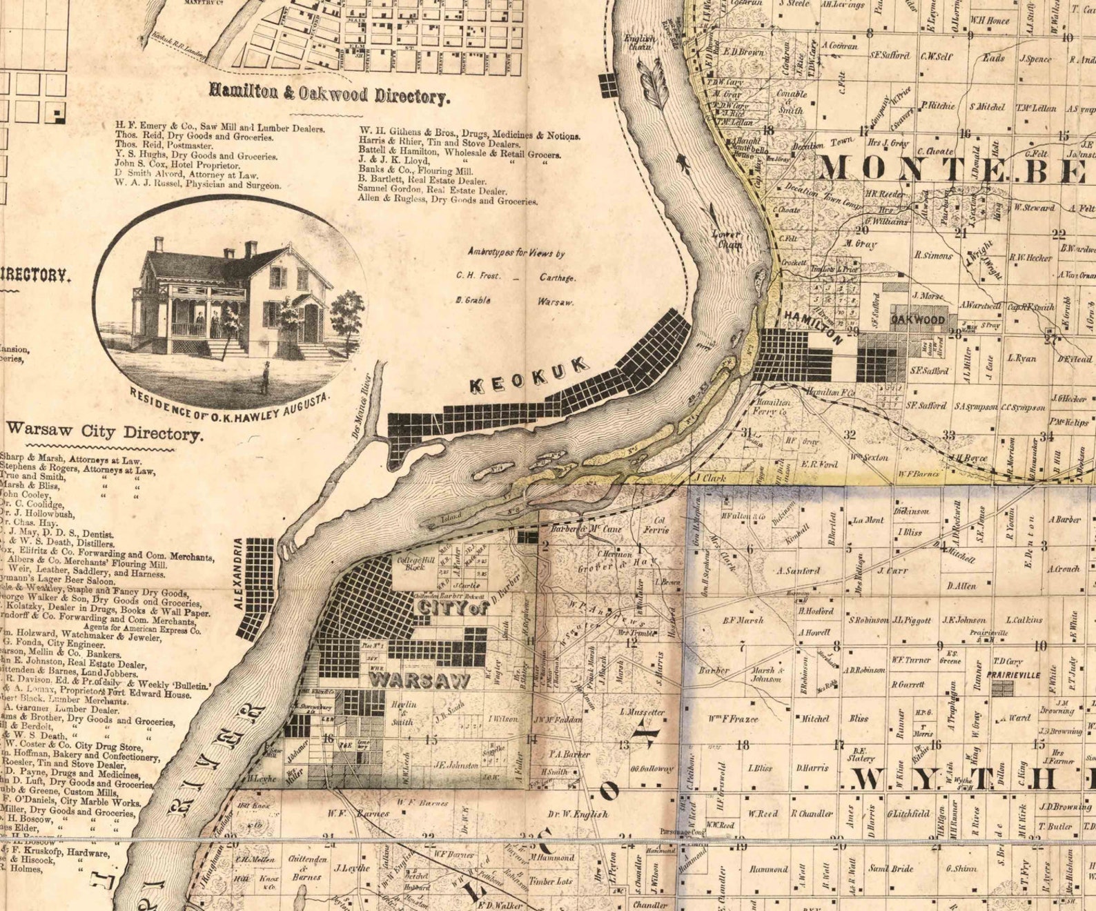 Hancock County Illinois 1859 Old Wall Map Reprint With Etsy