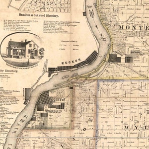Hancock County Illinois 1859 Old Wall Map Reprint With Homeowner