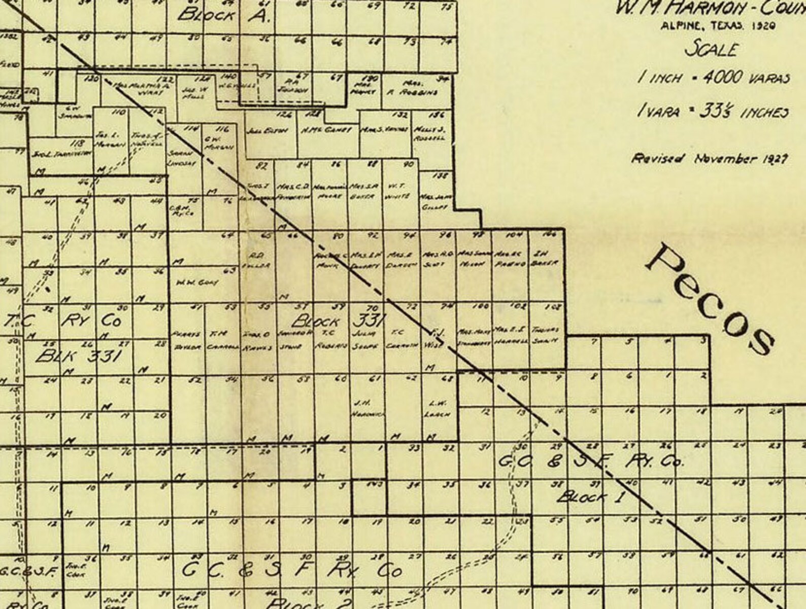 Brewster County Texas 1920 1927 Old Wall Map Reprint Etsy