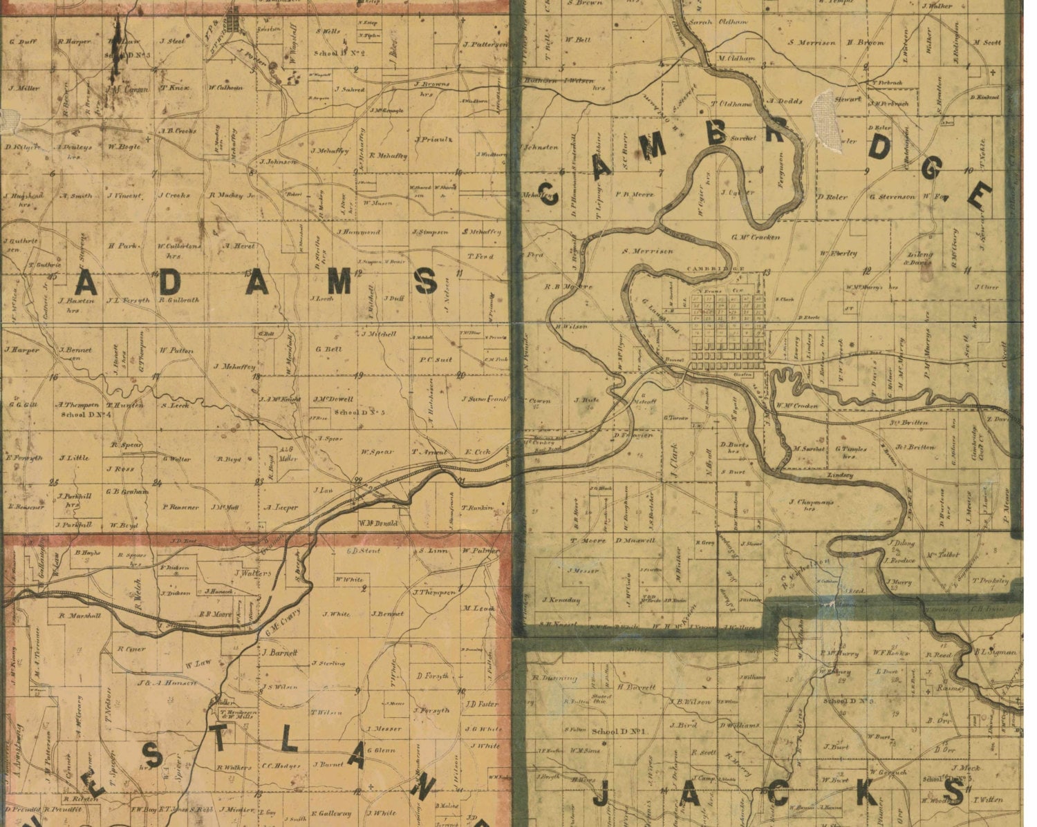 Guernsey County Ohio 1855 Old Wall Map Reprint with Etsy