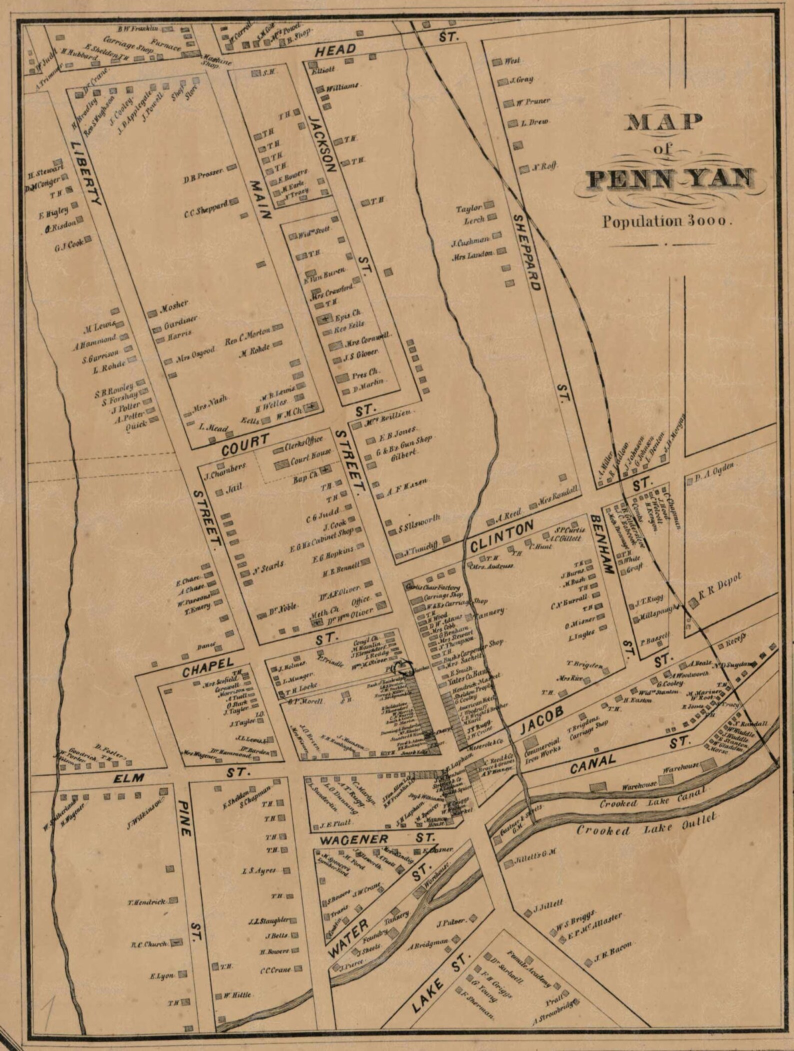 Yates County New York 1855 Old Wall Map Reprint With Etsy