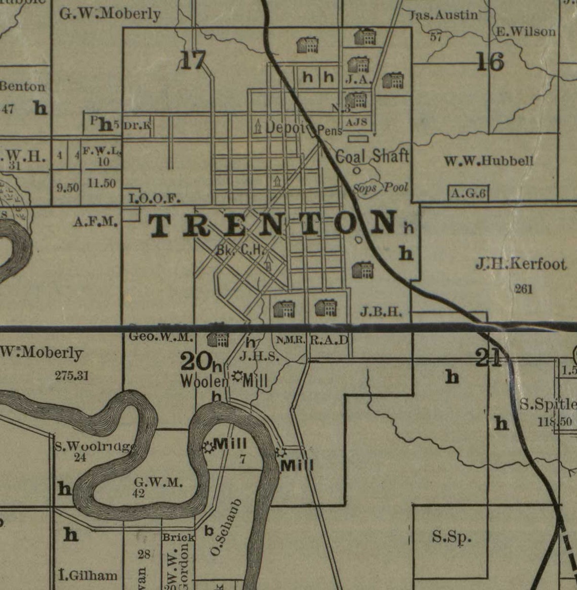 Grundy County Missouri 1890 Old Wall Map With Landowner Etsy
