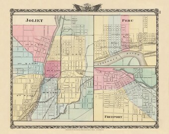 Map Of Joliet Illinois Old Joliet Map - Etsy