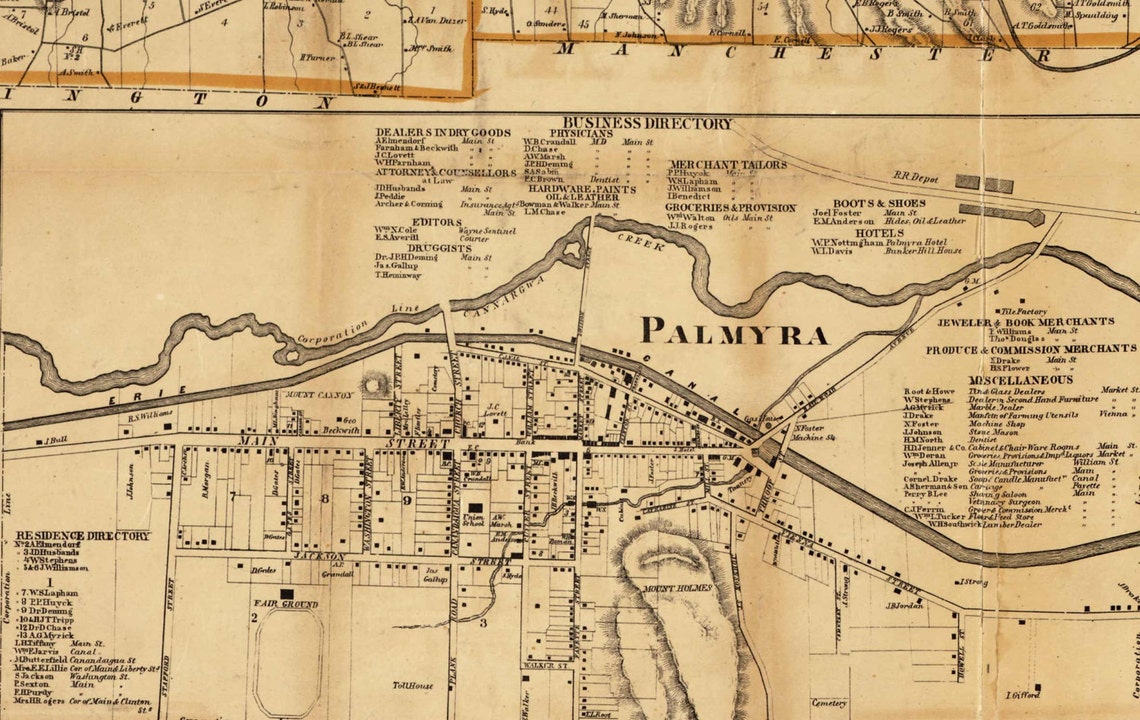 Wayne County New York 1858 Old Wall Map Reprint With Etsy