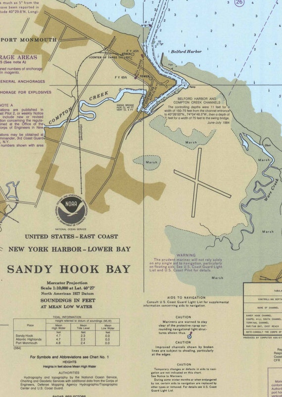 Sandy Hook Bay - 1986 Nautical Map - New Jersey Harbors 2 -12330