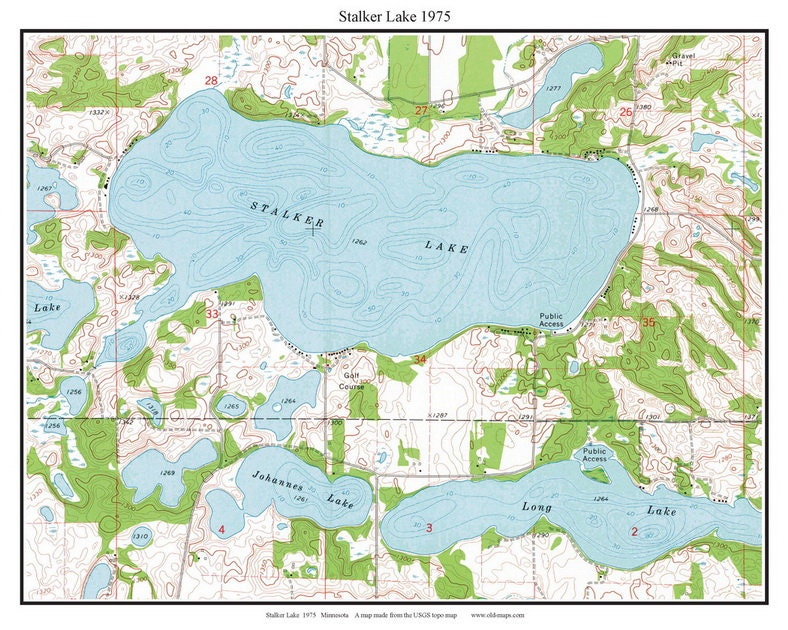 Stalker Lake 1975 Map Reprint Old Topographic USGS Custom Etsy