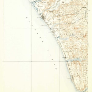Oceanside 1901 Old Topo Map - Edited reprint of the original quad - 15x15 USGS Topographic California
