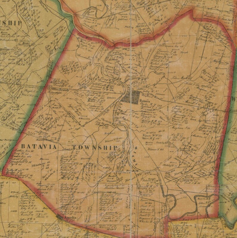 Clermont County Ohio 1857 Old Wall Map Reprint With Etsy