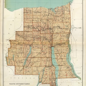 Wayne, Ontario, Yates, Seneca Counties 1895 map New York reprint land patents Bien State Atlas