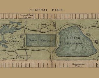 Central Park ca. 1870 - Custom Reprint NYC Small Area - Manhattan