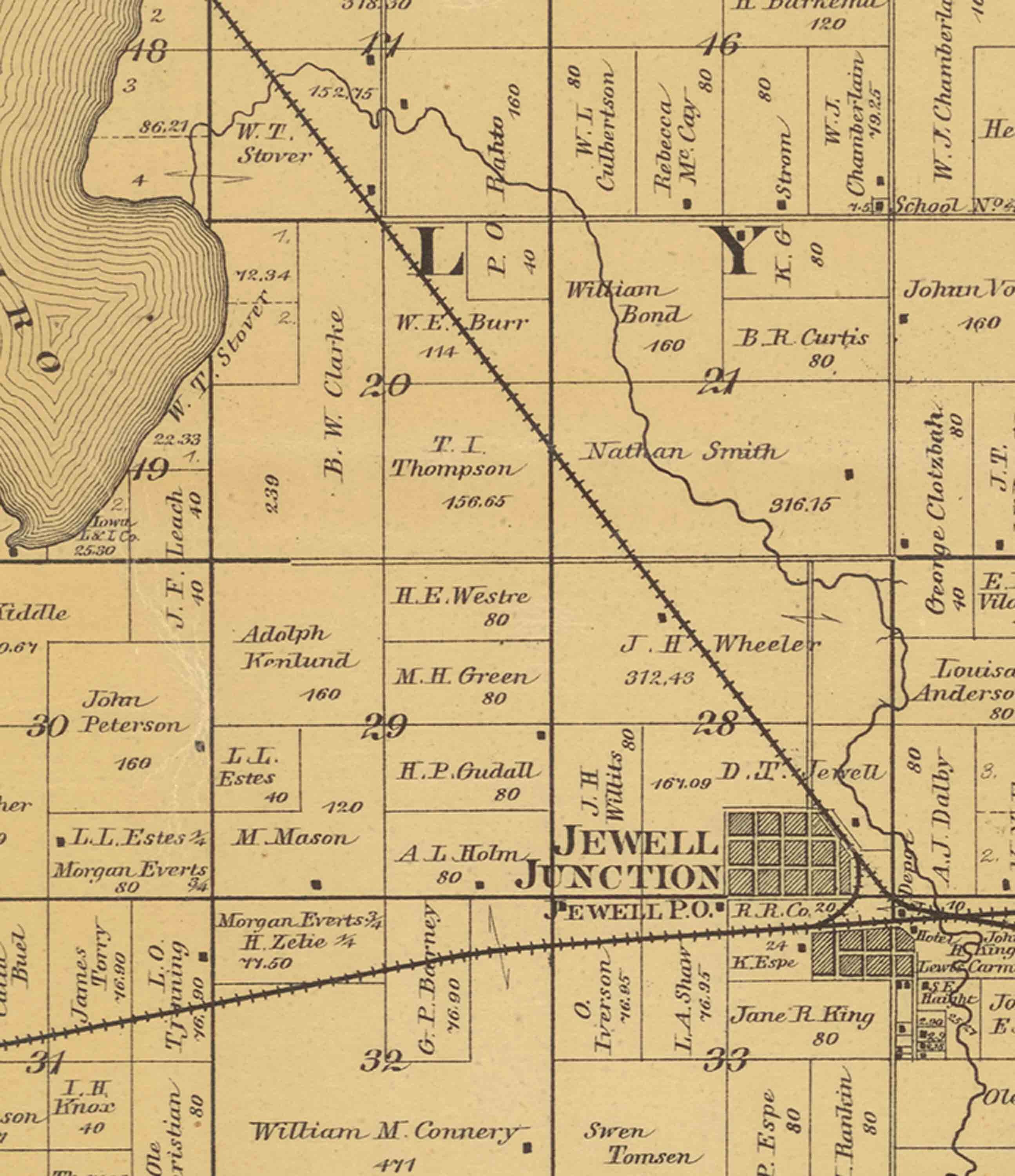 Hamilton County Iowa 1883 Old Wall Map With Landowner Names Farm Lines ...