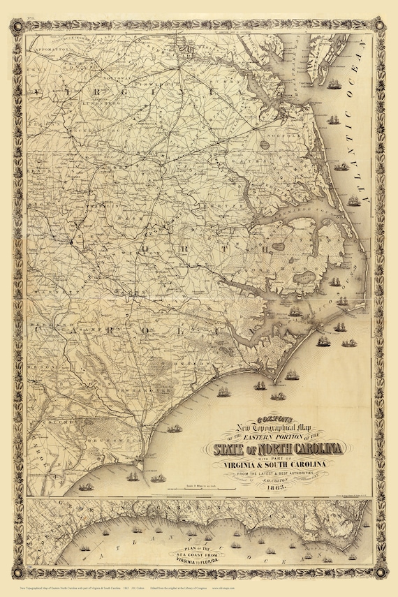 Carte Nautique Ancienne 1853 - Rivière Edisto, Caroline Du Nord Et Sud - Document Historique