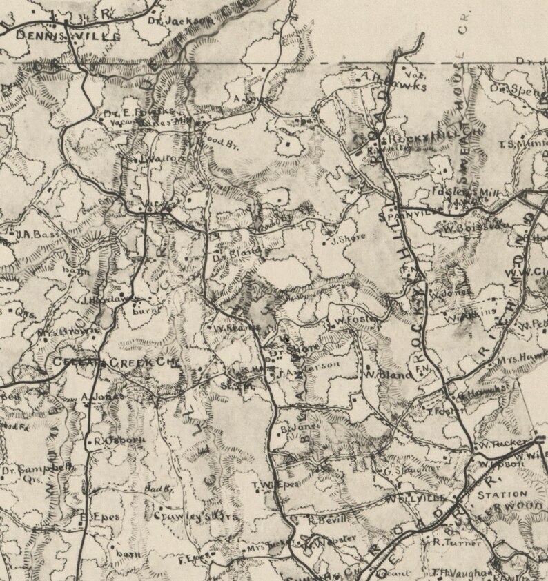 Nottoway County Virginia 1864 Old Wall Map With Homeowners Etsy