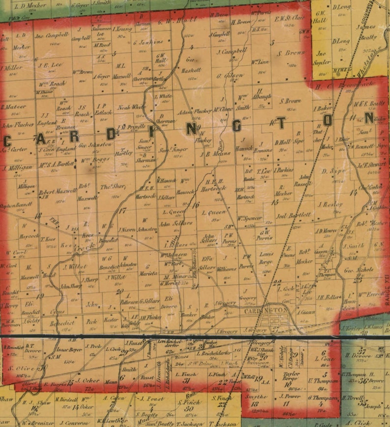 Morrow County Ohio 1857 Old Wall Map Reprint With Homeowner Etsy