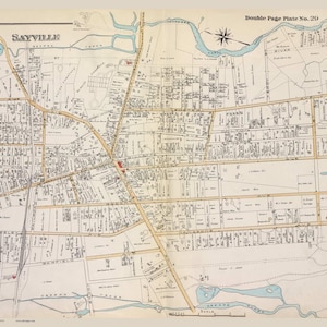 Sayville - Islip - 1915 - Long Island New York - Suffolk Co Atlas South V1 Old Town Map Reprint Beers NY