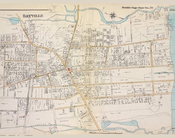 Sayville - Islip - 1915 - Long Island New York - Suffolk Co Atlas South V1 Old Town Map Reprint Beers NY