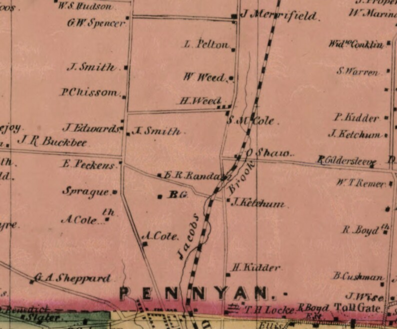 Yates County New York 1855 Old Wall Map Reprint With Etsy