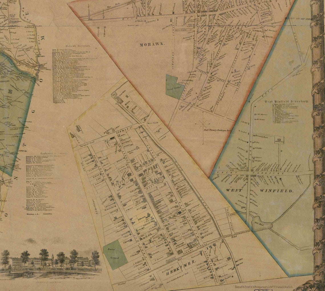 Herkimer County New York 1859 Old Wall Map Reprint With Etsy