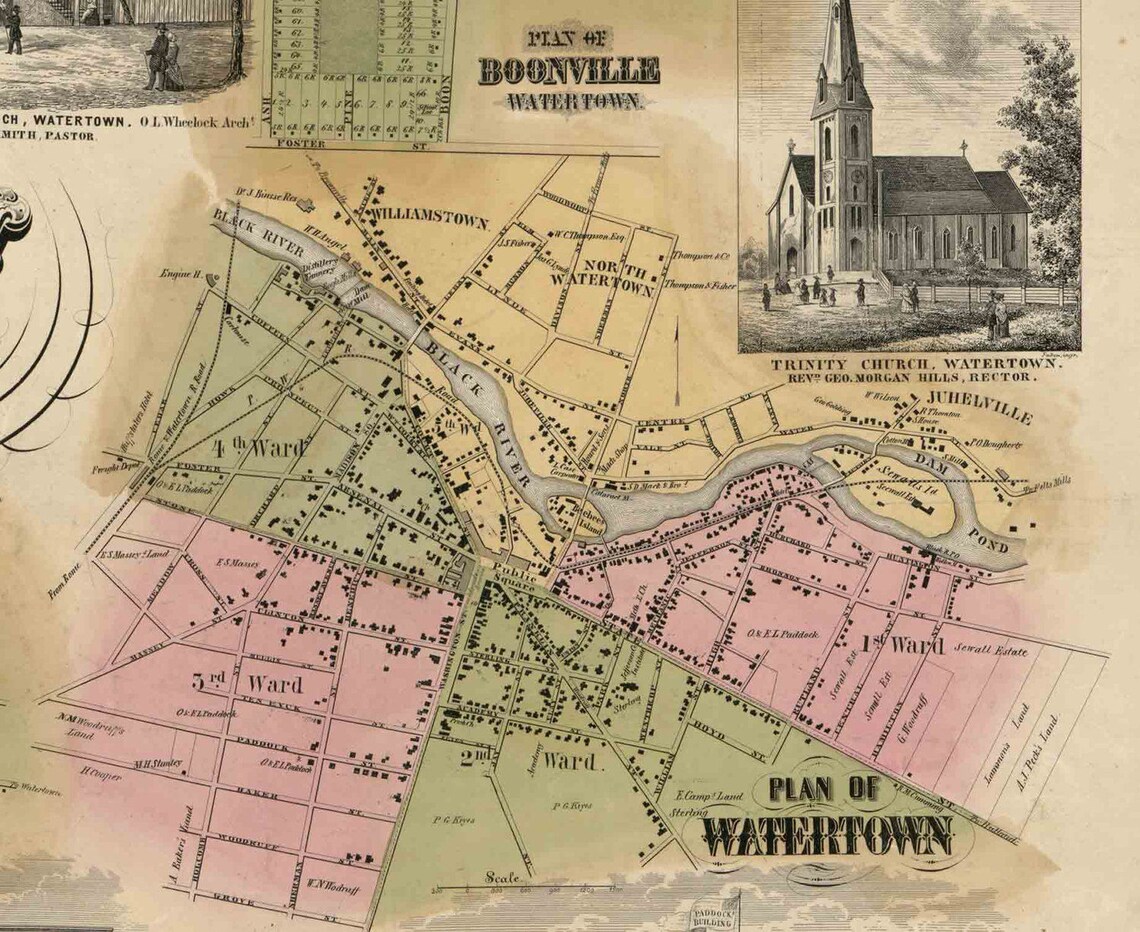 Jefferson County New York 1855 Old Wall Map Reprint with Etsy