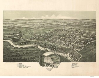 Canaan Valley Wv Map Davis 1898 West Virginia Birds Eye View Reprint Wv | Etsy Australia