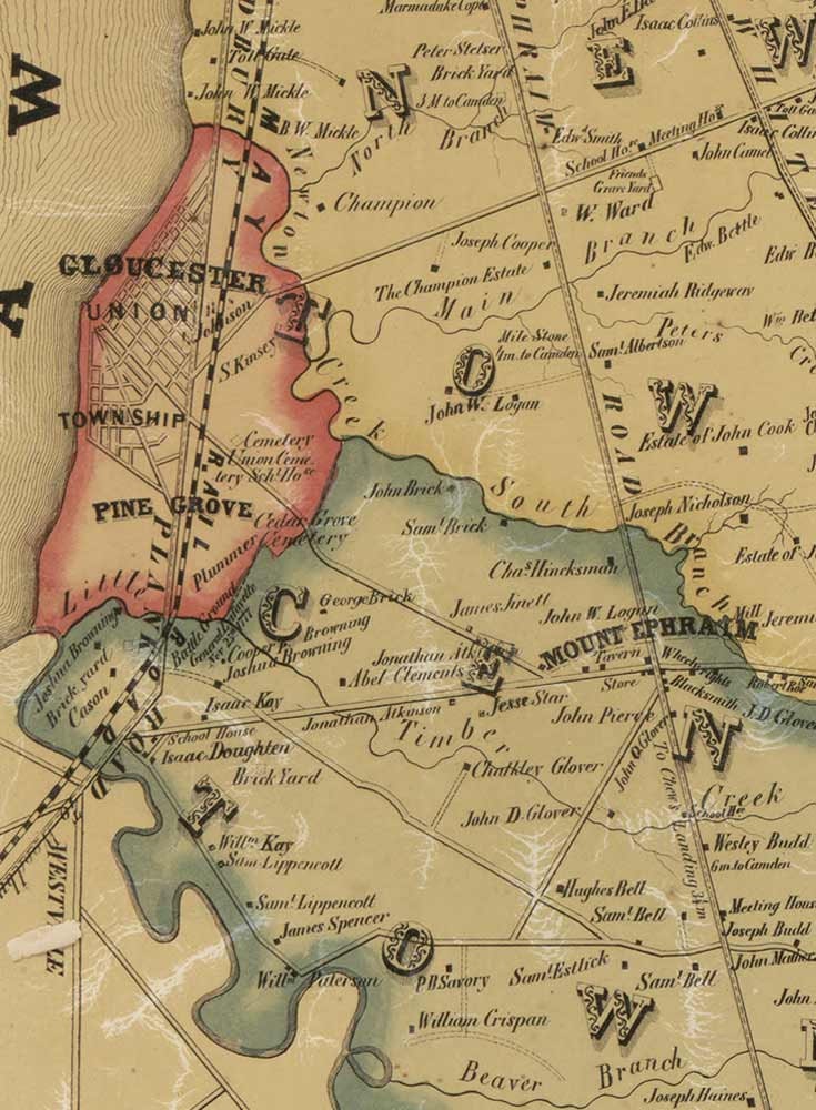 Camden County New Jersey 1857 Old Wall Map Reprint with Etsy