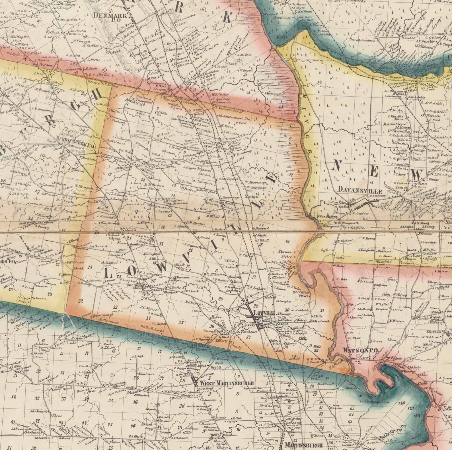 Lewis County New York 1857 Old Wall Map Reprint With Etsy