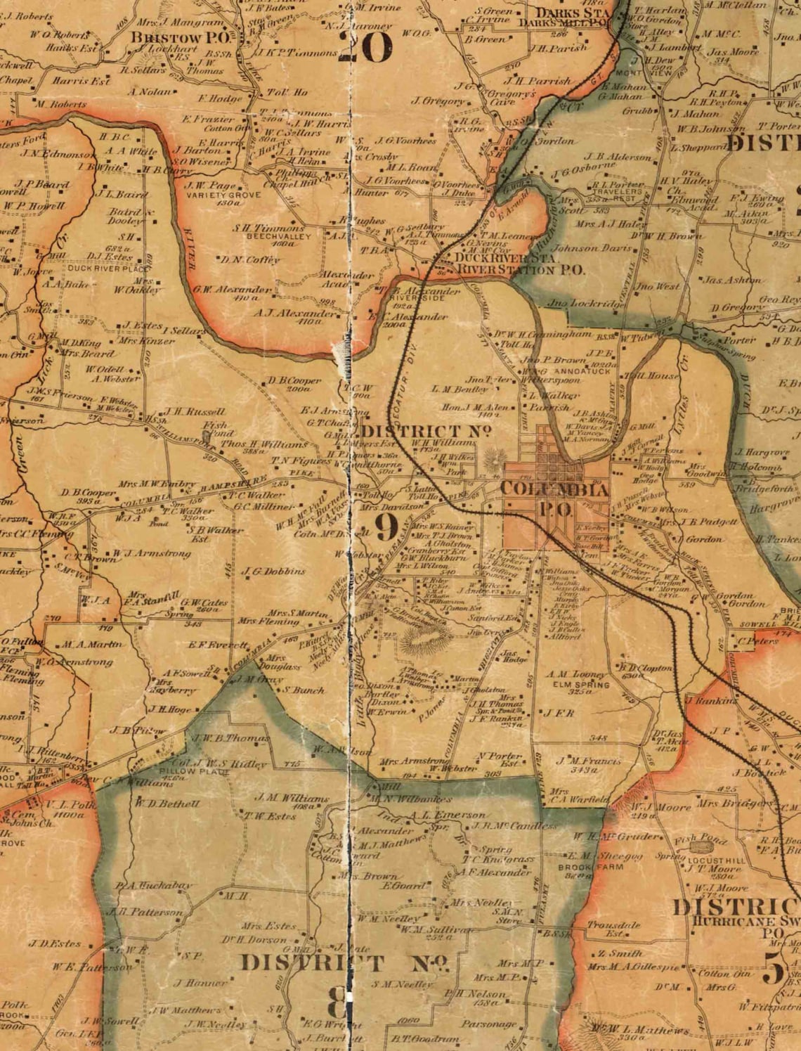 Maury County Tennessee 1878 Old Old Wall Map Reprint With Etsy