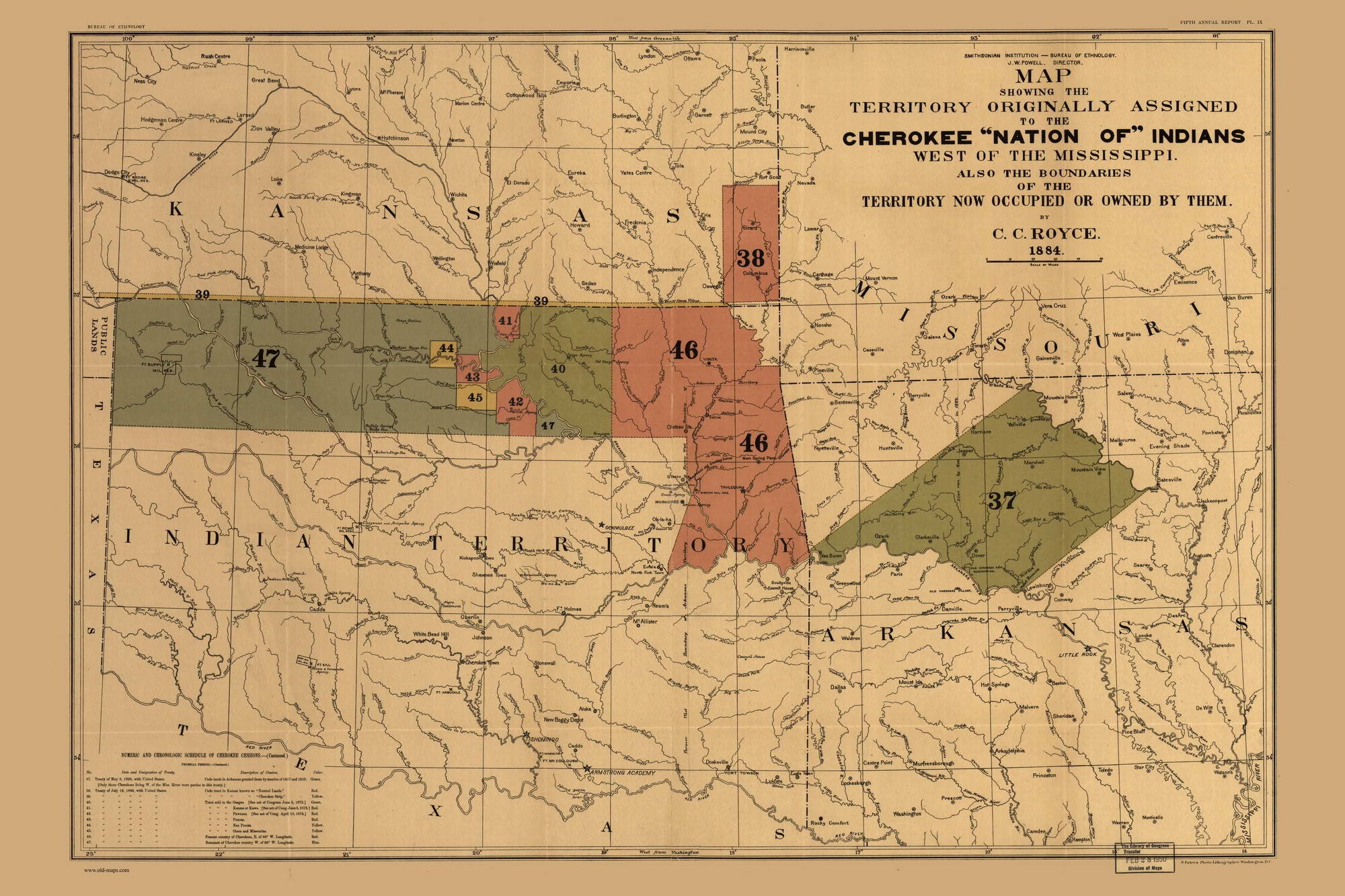 Oklahoma 1884 Cherokee Nation Old Map State Reprint - Etsy Finland