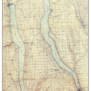 Seneca & Cayuga Lakes - 1903 USGS Old Topographic Map Custom Composite Reprint New York Finger Lakes