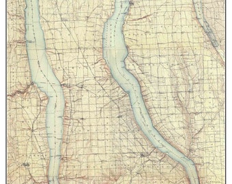 Seneca & Cayuga Lakes - 1903 USGS Old Topographic Map Custom Composite Reprint New York Finger Lakes