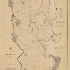 Lake Champlain 1879 - Plattsburgh, NY & Burlington, VT - Nautical Map by USCS -  Reprint - Sheet 2