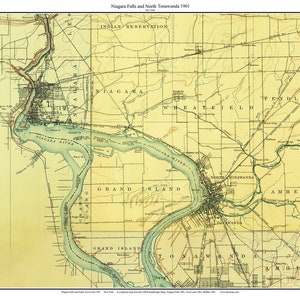Niagara Falls and North Tonawanda 1901 - USGS Old Topographic Map Buffalo Custom Composite reprint - Lake Erie - New York