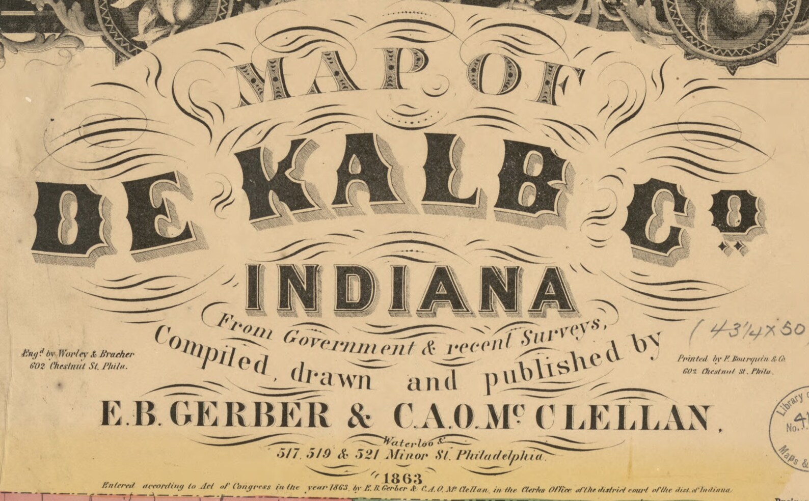 DeKalb County Indiana 1863 Old Wall Map Reprint with Etsy