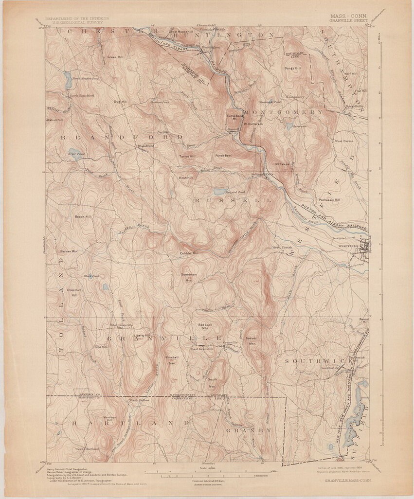 Granville Ma 18951928 Original USGS Topographic Map Etsy UK