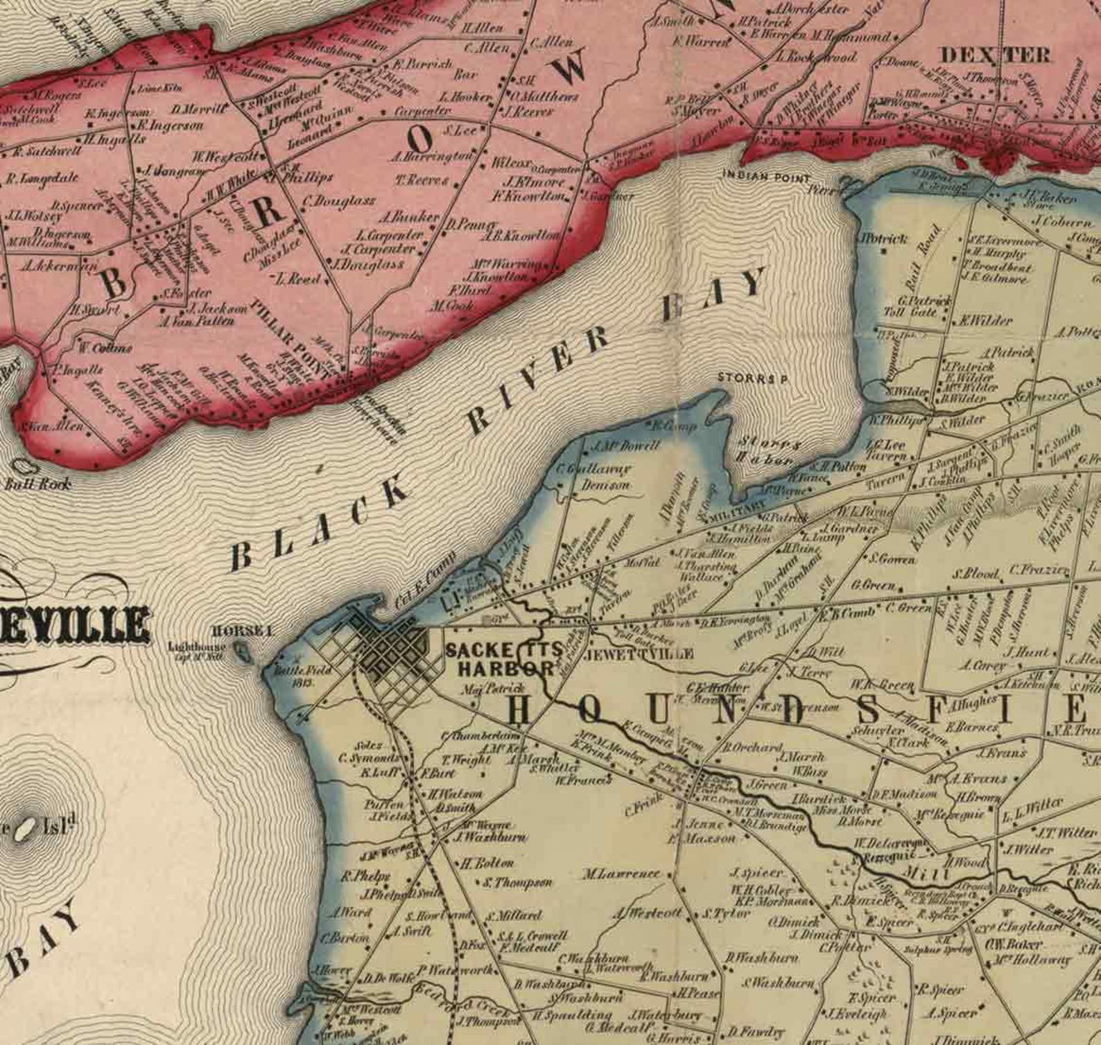 Jefferson County New York 1855 Old Wall Map Reprint with Etsy