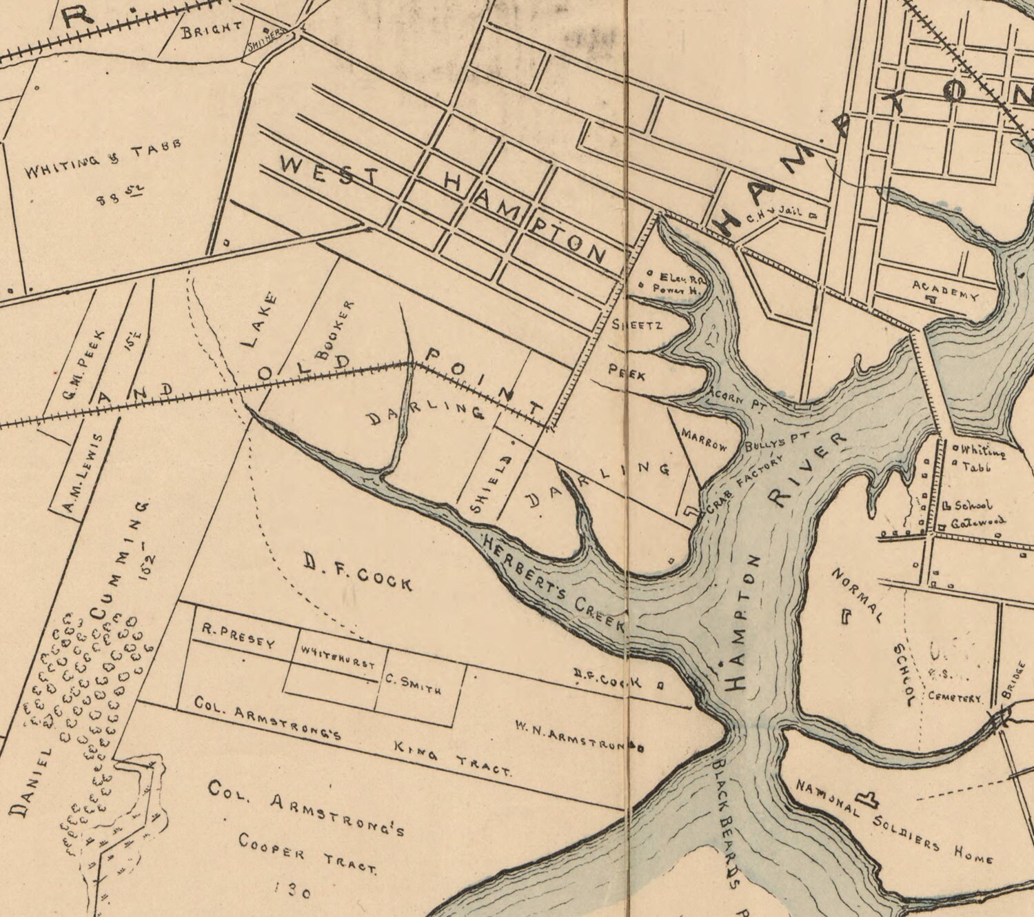 Elizabeth City County Virginia 1892 Old Wall Map With Etsy