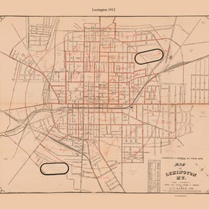 Lexington 1912  Old Map Reprint Kentucky