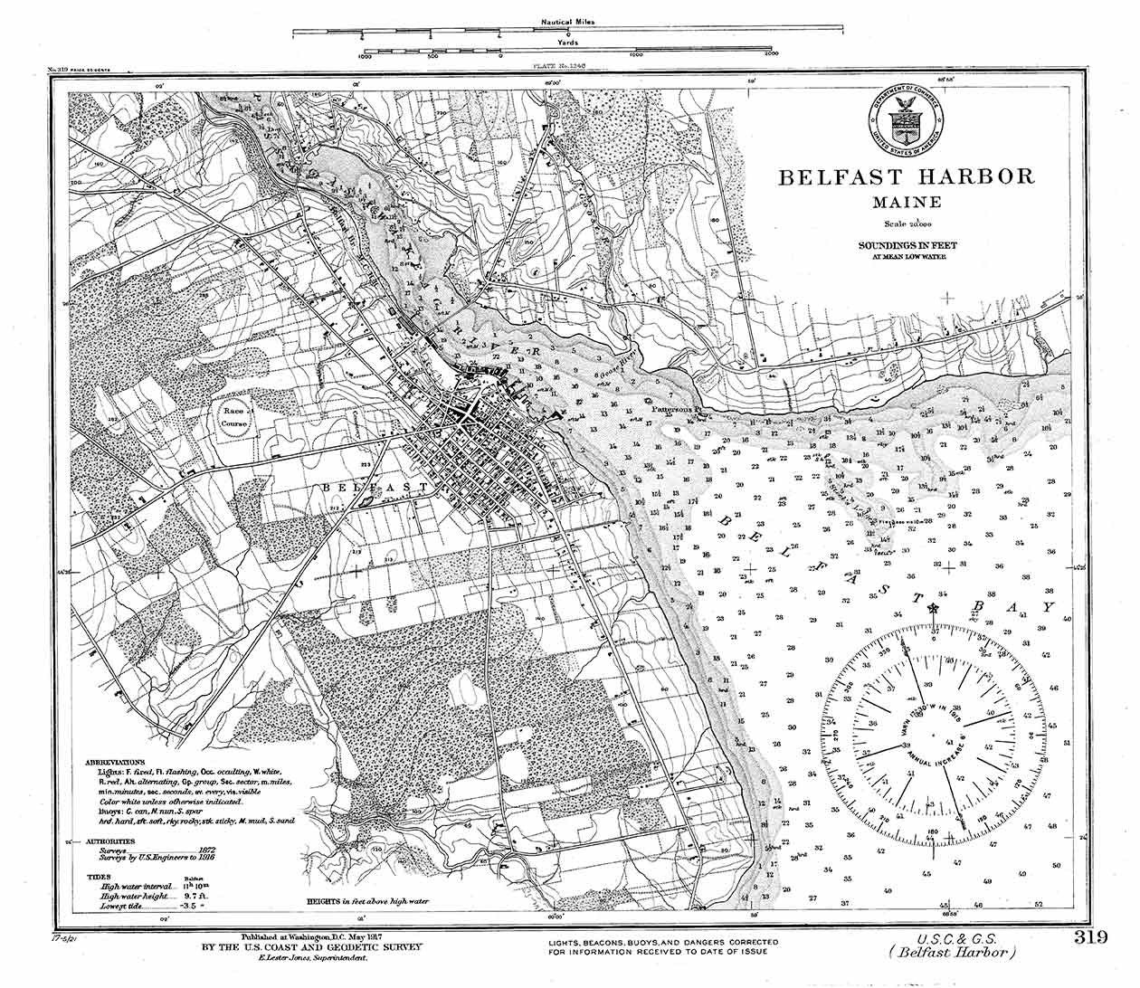 Property Lines Map Maine Belfast Harbor Maine 1917 Nautical Map Harbors 3 319 Reprint | Etsy Uk
