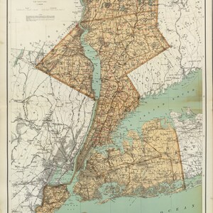 New York, Kings, Queens, Richmond, Rockland, West Chester, Putnam Counties 1895 map New York reprint land patents Bien State Atlas