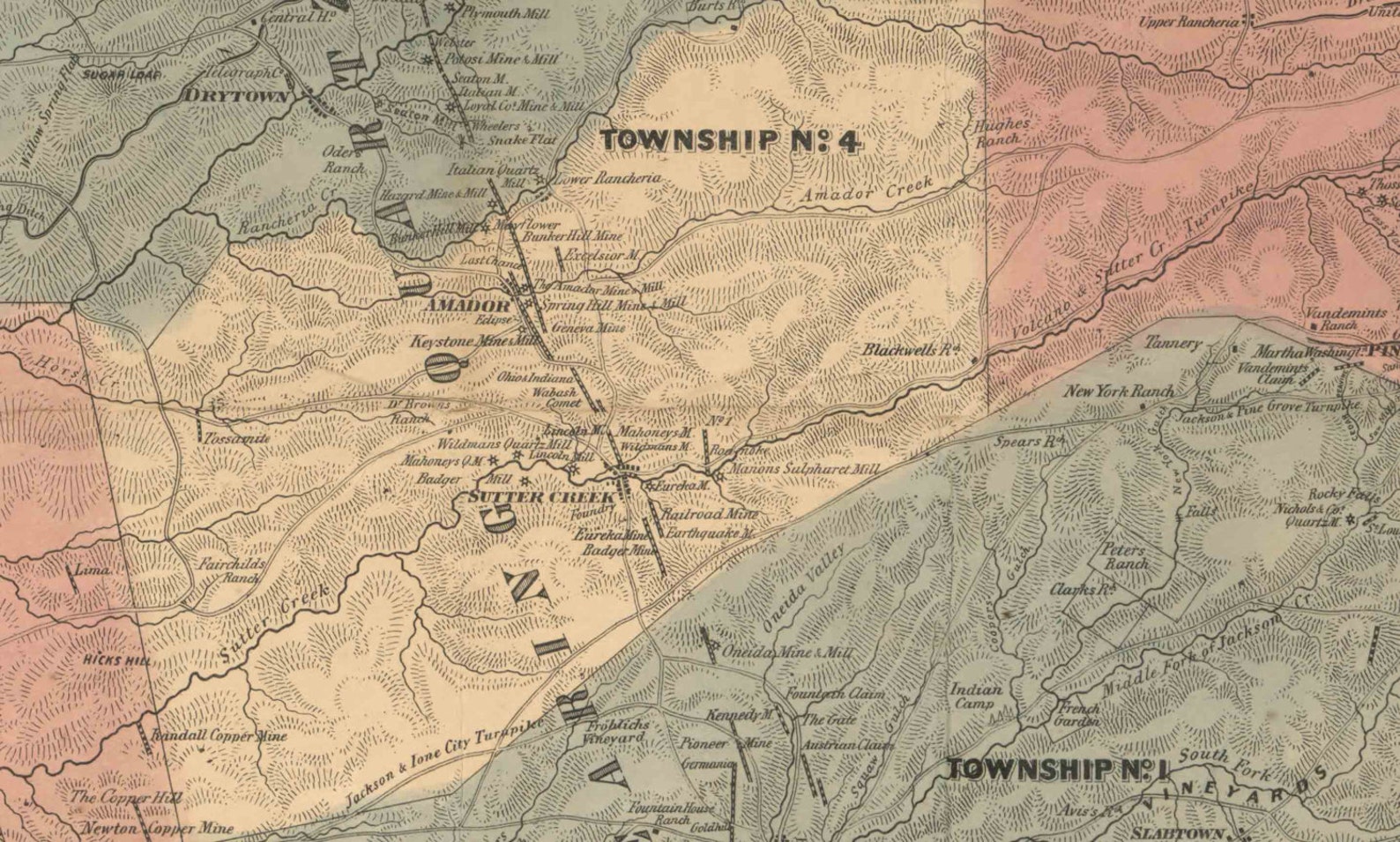 Amador County California 1866 Old Wall Map Reprint with Etsy
