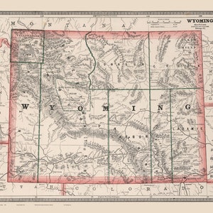 Wyoming 1883 -  State Map - Old Map Reprint