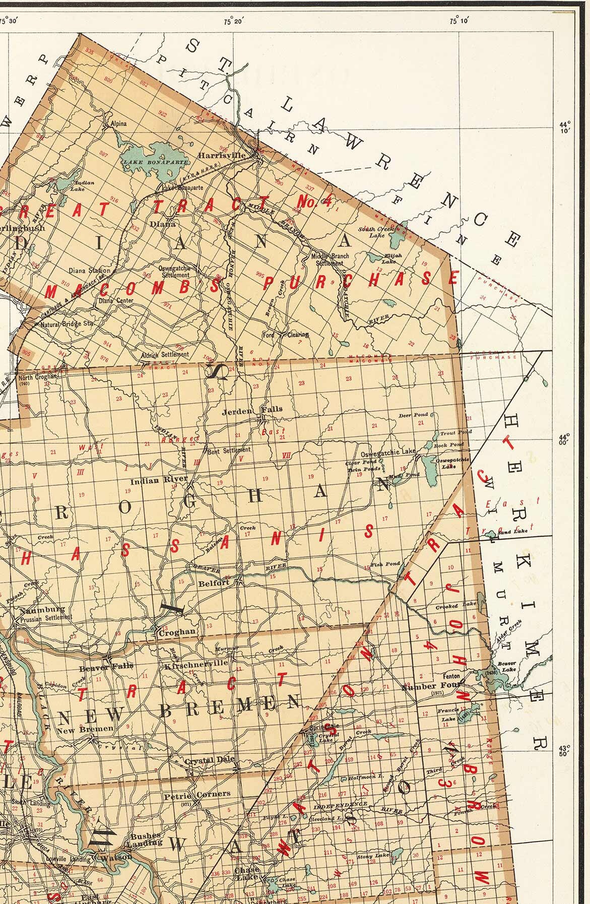 Lewis County 1895 Map New York Reprint Land Patents Bien State Etsy UK