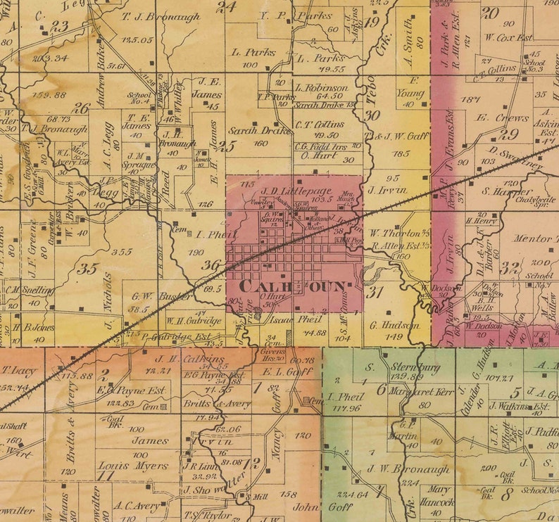 Henry County Missouri 1877 Old Wall Map With Landowner & Etsy