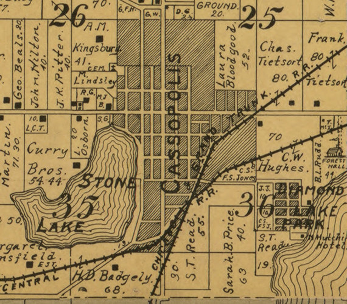 Cass County Michigan 1897 Old Wall Map Reprint with Etsy