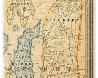 Portsmouth Ri Plat Maps Portsmouth Ri Map | Etsy