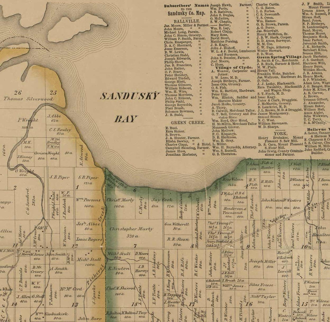 Sandusky County Ohio 1860 Old Wall Map Reprint With Etsy