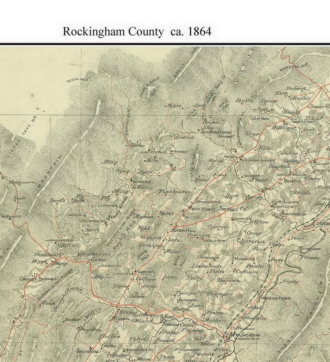 Rockingham County 1864 Old Map With Homeowner Names Virginia Etsy
